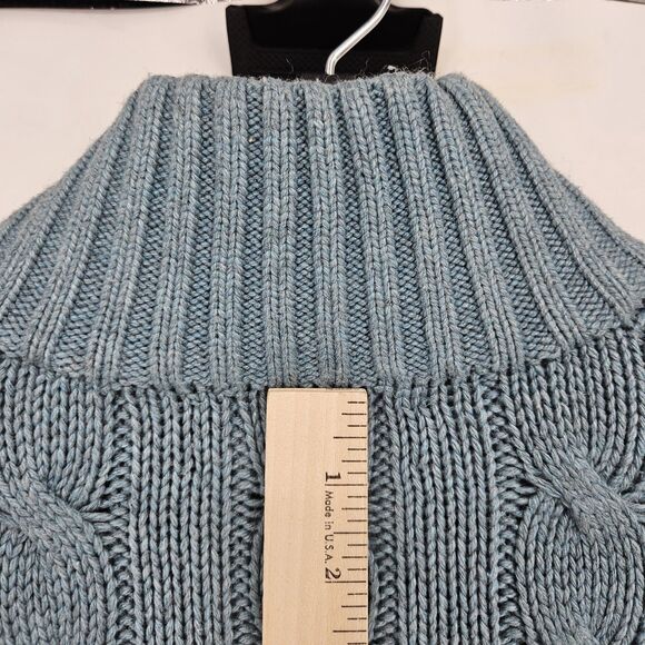 Vintage Polo Ralph Lauren Sweater Mens Large Silk Cable Knit Toggle Collar Blue - Picture 7 of 12